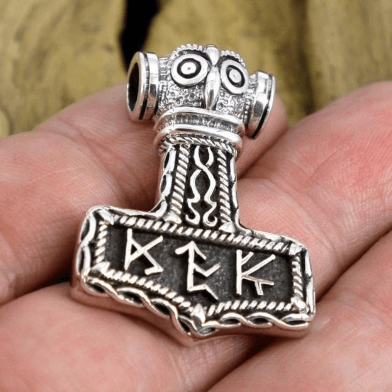 vkngjewelry Pendant Thor Hammer Mjolnir Futhark Amulet 925 STERLING SILVER PENDANT