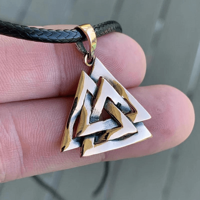 vkngjewelry Necklace Valknut Bronze Handcrafted Pendant