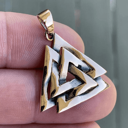 vkngjewelry Necklace Valknut Bronze Handcrafted Pendant