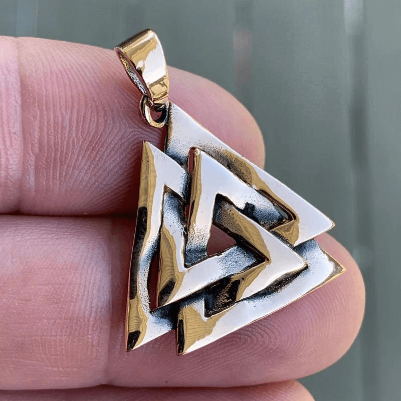 Pendentif en bronze Valknut Viking Fait à la main Bijoux VKNG