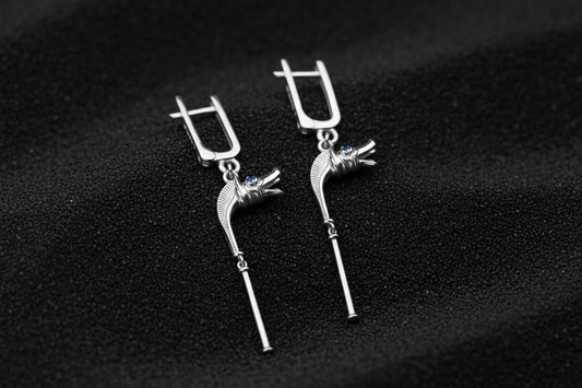 vkngjewelry Earrings Viking War Horn Carnyx Earrings Sterling Silver Jewelry