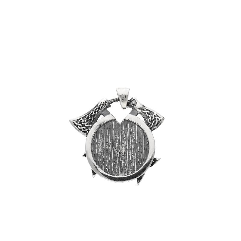 vkngjewelry Pendant Viking Axes Shield Norse Sterling Silver Pendant