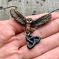 vkngjewelry Pendant Unique Mixed Wood Barn Owl and Triquetra Pendant