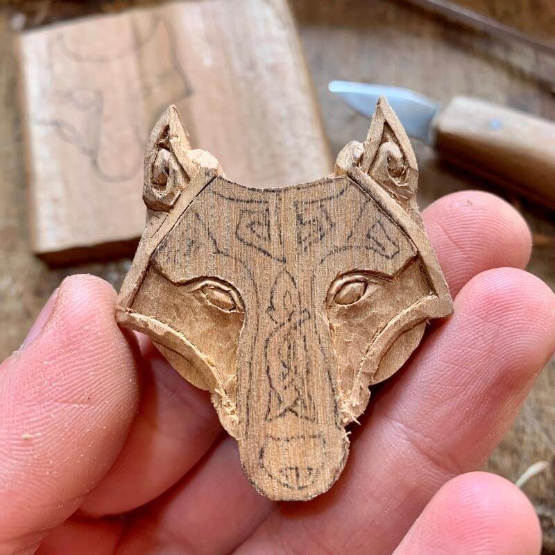 vkngjewelry Pendant Unique Plum Wood Viking Wolf Head Pendant Style 2