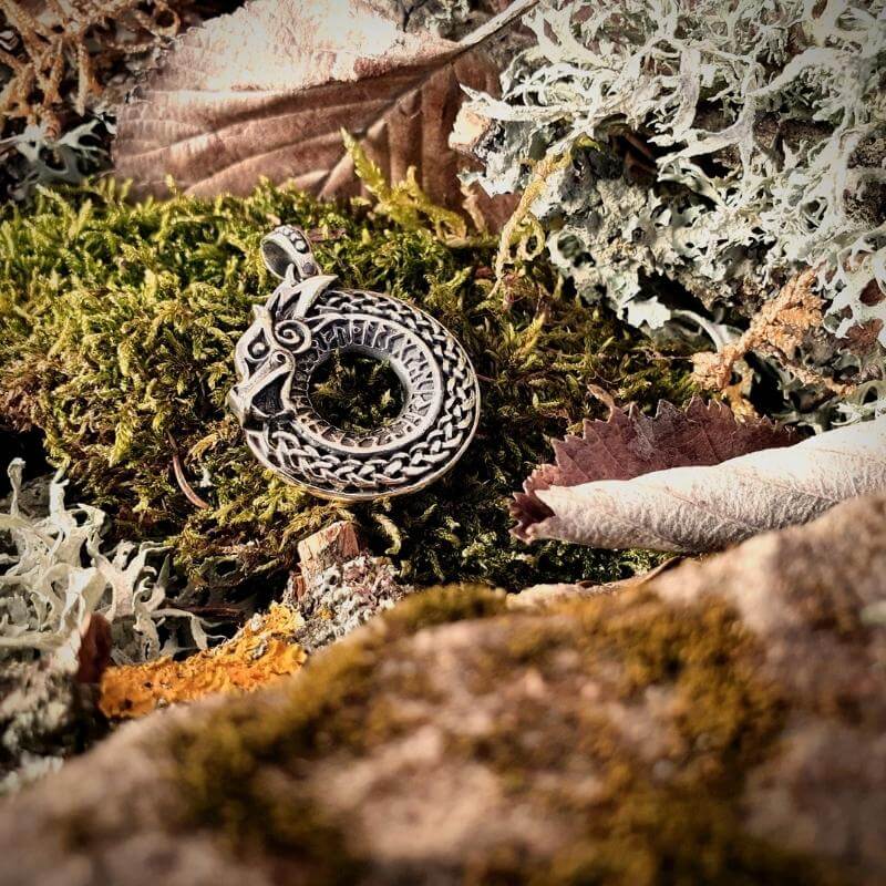 vkngjewelry Pendant Dragon Jormungand Runes Futhark Sterling Silver Pendant