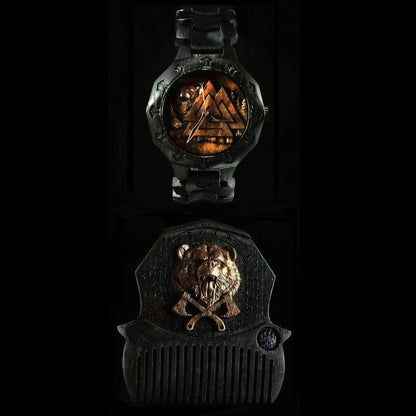 vkngjewelry Watches Valknut and Bear Viking Wooden Watch