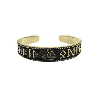 vkngjewelry Bracelet Valknut and Elder Futhark Runes Arm Ring