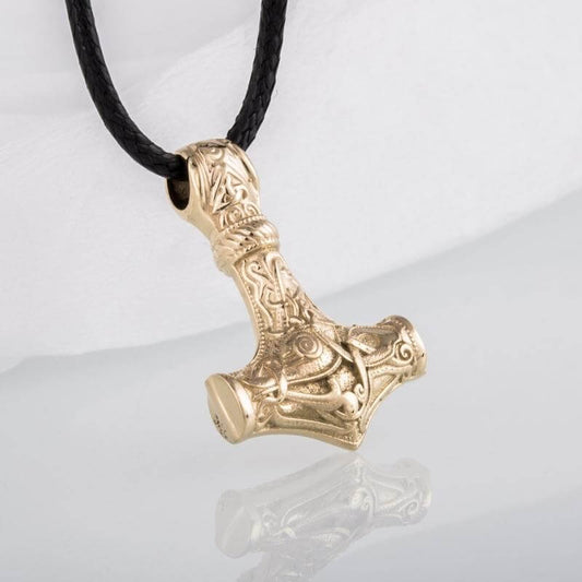 vkngjewelry Pendant Thor's Hammer Mjolnir from Mammen Village Small Gold Pendant