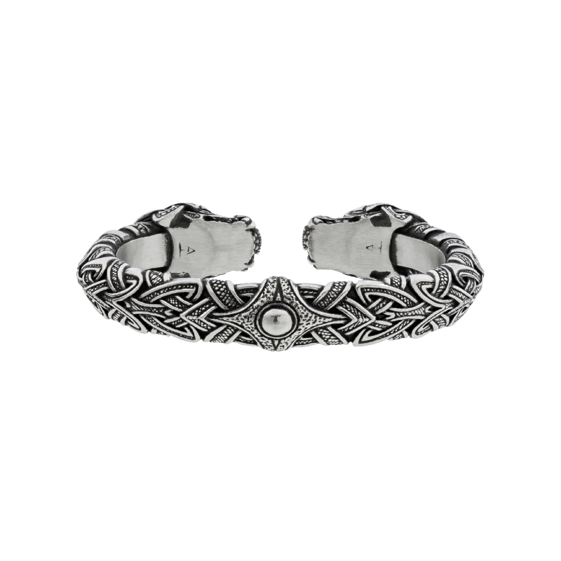 vkngjewelry Bracelet Viking Armring With Serpent Heads - Norse Cuff Jormungandr