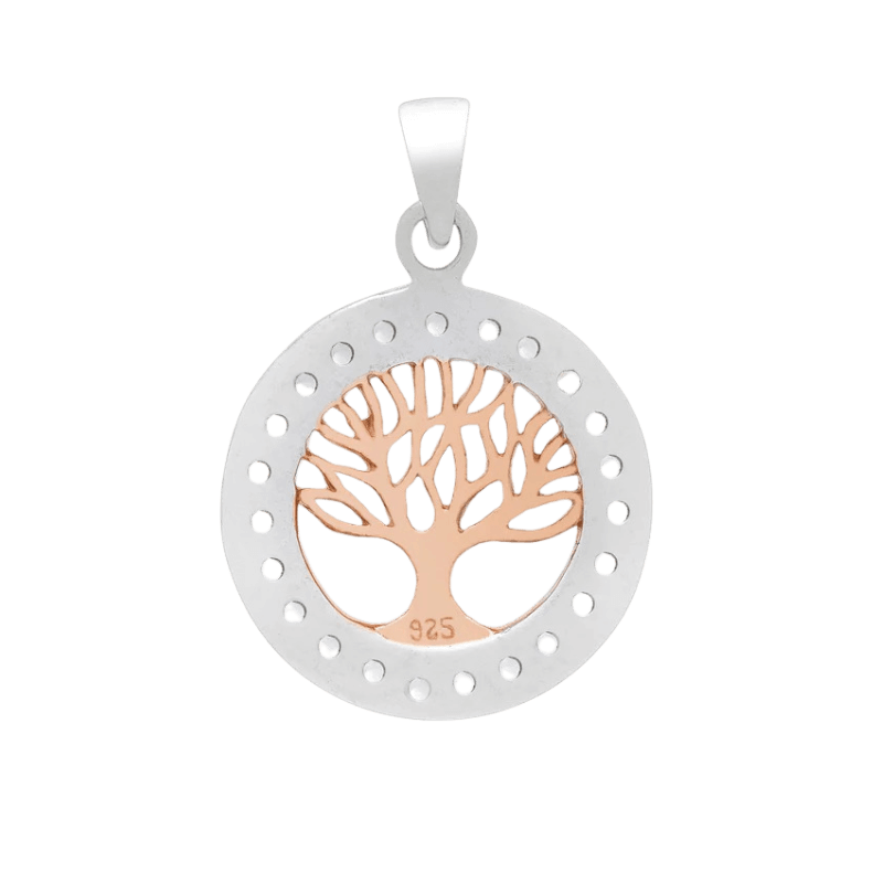 vkngjewelry Pendant 925 Sterling Silver Yggdrasil Charm with Rose Gold