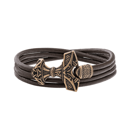 vkngjewelry Bracelet Viking Leather Bracelet with Thor's Hammer