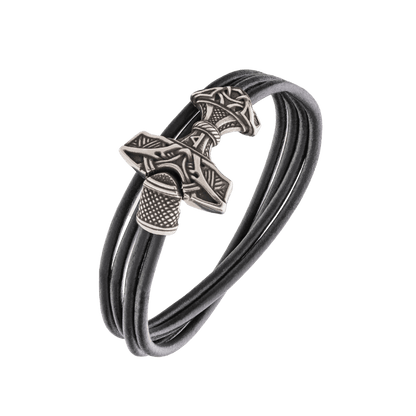 vkngjewelry Bracelet Viking Leather Bracelet with Thor's Hammer