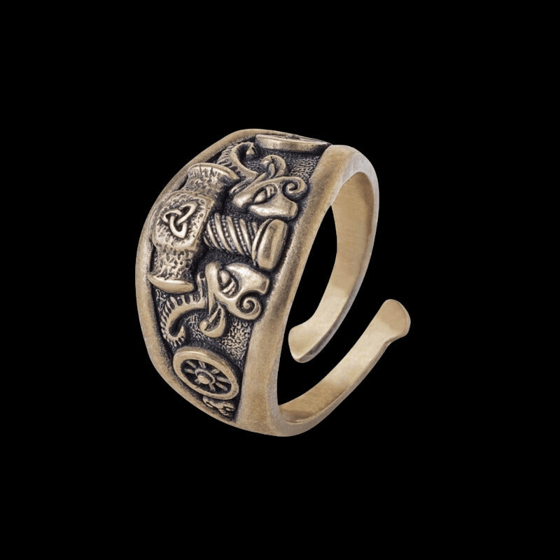 vkngjewelry Bagues Thor Hammer Ring Triquetra Bronze