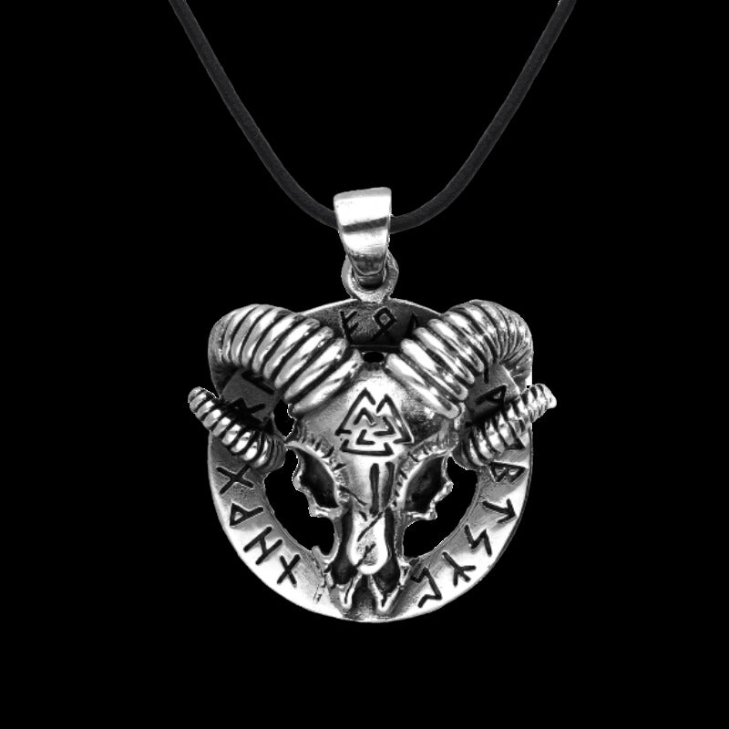 vkngjewelry Pendant Goat Skull Amulet Sterling Silver Pendant