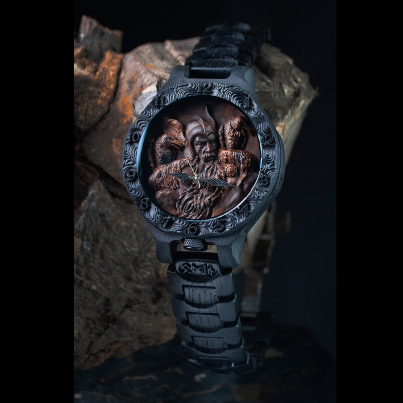 Handmade Odin Viking Wooden Watch - Main Image