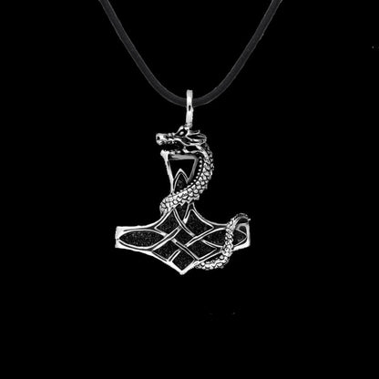 vkngjewelry Pendant Thor Hammer Jormungandr Solid Sterling Silver Pendant