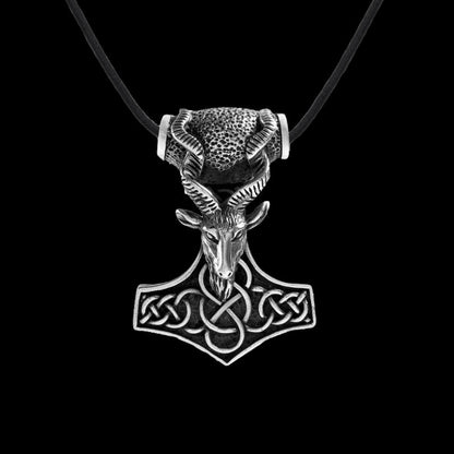 vkngjewelry Pendant Thor Hammer Ram Goat Sterling Silver Pendant
