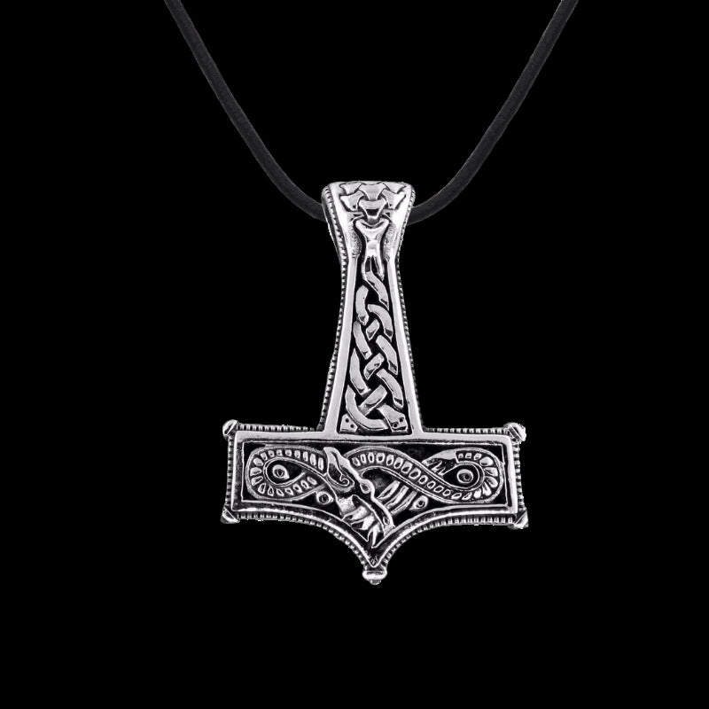 vkngjewelry Pendant Thor Hammer Mjolnir Naga Dragon Sterling Silver Pendant