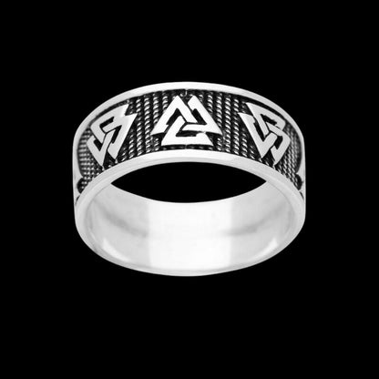 vkngjewelry Bagues Valknut Norse Band Sterling Silver Ring