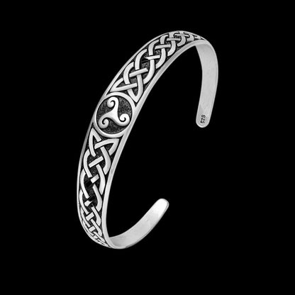 vkngjewelry Bracelet 925 Sterling Silver Celtic Triskelion With Infinity Knots Bangle