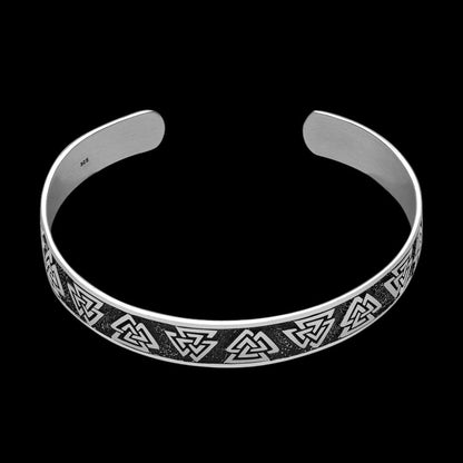 vkngjewelry Bracelet 925 Sterling Silver Viking Valknut Knots Bangle