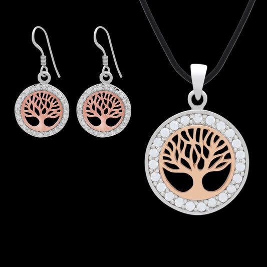 vkngjewelry Gift Boxes & Tins Gift Box Tree Of Life Rose Gold Pendant and Yggdrasil Earrings