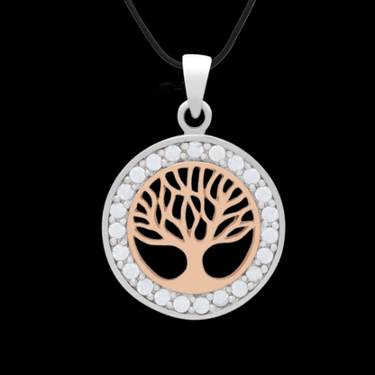 vkngjewelry Pendant 925 Sterling Silver Yggdrasil Charm with Rose Gold