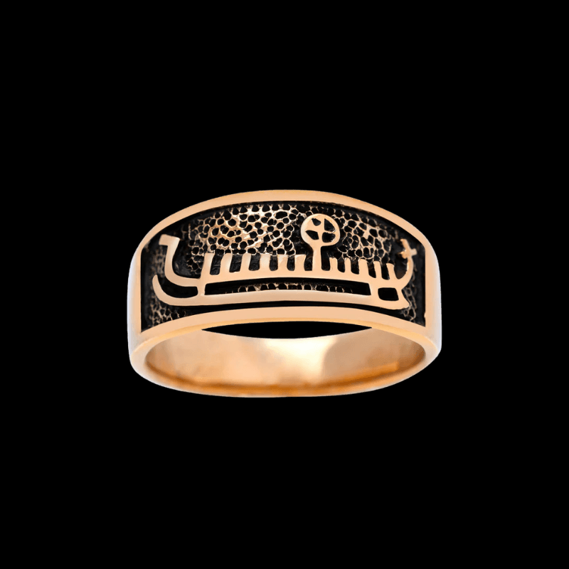 vkngjewelry bagues Handcrafted Bronze Viking Drakkar Longship Band Ring