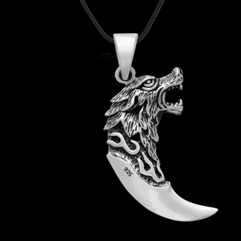 vkngjewelry Pendant 925 Sterling Silver Viking Wolf Tooth Pagan Amulet
