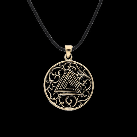 vkngjewelry Pendant Handcrafted Norse Valknut Symbol Bronze Pendant