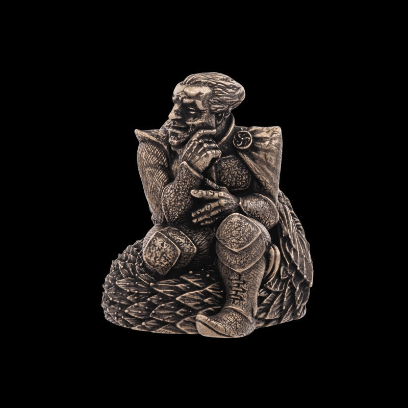 vkngjewelry Sculpture Loki Norse God with Jormungandr Bronze Statuette
