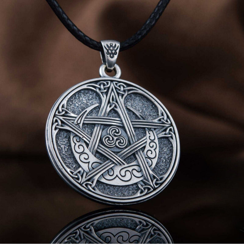 vkngjewelry Pendant Wicca Pentagram Pendant Sterling Silver Handcrafted Jewelry