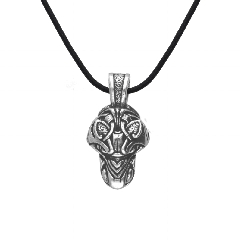 vkngjewelry Pendant Wolf Fenrir Silver Head Necklace