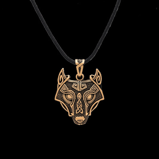 vkngjewelry Pendant Wolf Head Bronze Amulet