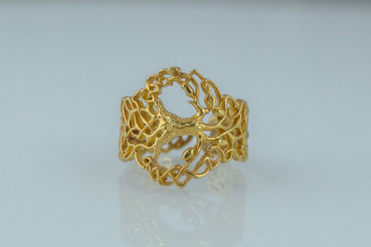 vkngjewelry Ring Handcrafted Yggdrasil Ornament Gold Ring