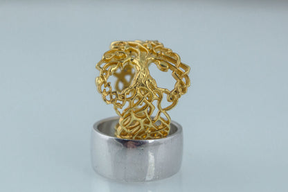 vkngjewelry Ring Handcrafted Yggdrasil Ornament Gold Ring