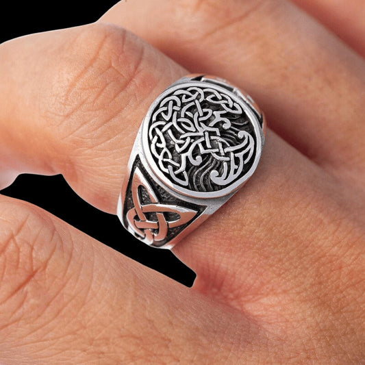 vkngjewelry Bagues Yggdrasil Silver Signet Ring