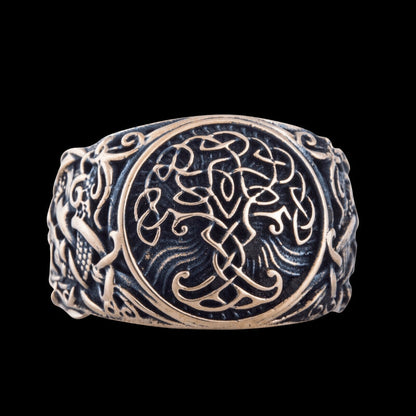 vkngjewelry Bagues Handcrafted Yggdrasil Symbol Mammen Style Bronze Ring