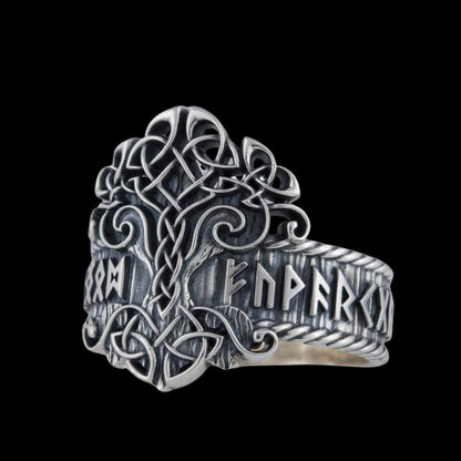 vkngjewelry Bagues Yggdrasil Symbol Norse Runes Sterling Silver Ring