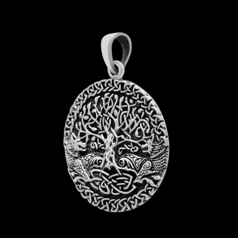 vkngjewelry Pendant Yggdrasil with Fenrir 925 STERLING SILVER PENDANT