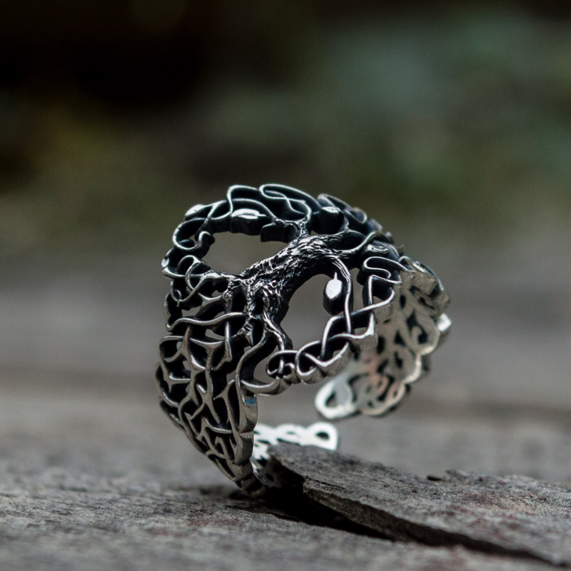 vkngjewelry Bagues Yggdrasil with Ornament Sterling Silver Ring