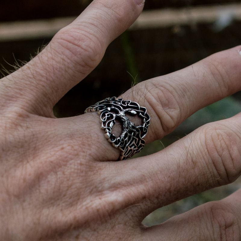 vkngjewelry Bagues Yggdrasil with Ornament Sterling Silver Ring