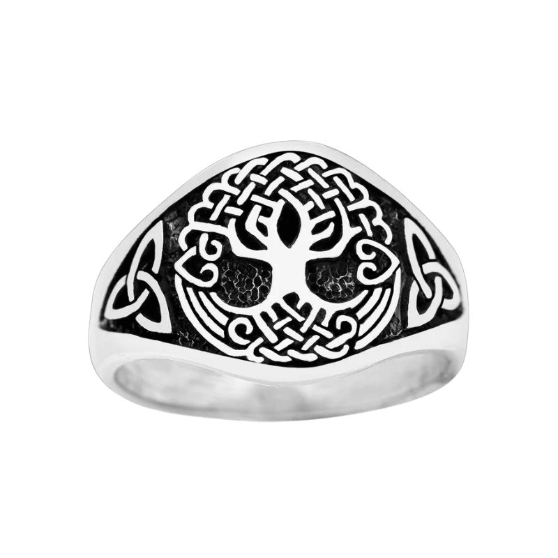 vkngjewelry Bagues Yggdrasil with Triquetra Pagan RING 925 STERLING SILVER